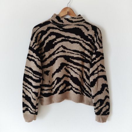 Herziges Zebra Strick Shirt Pulli Pullover oversized Gr.S