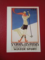 Plakatkarte Affiche Ste.Croix er Les Rasses Motiv Skisport