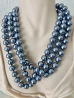 XXL Muschelkernperlen-Kette 146 cm Handgeknüpftes Unikat