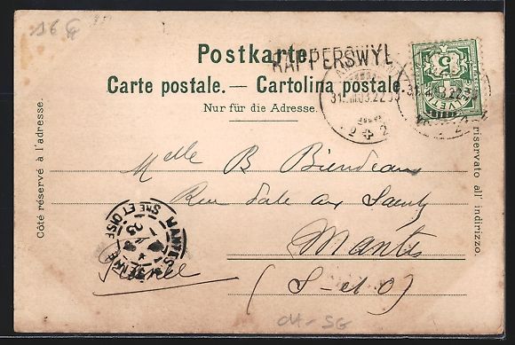 Cartoline postali: Rapperswil /SG, Ortsansicht mit Dampfer, – Usato da Berlin venduto da bartko-reher 1
