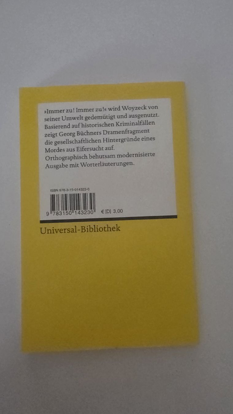 Libri: Georg Büchner "Woyzeck" (Reclam) – Nuovo (secondo la descrizione) da Glattfelden venduto da lenaaa_07 1