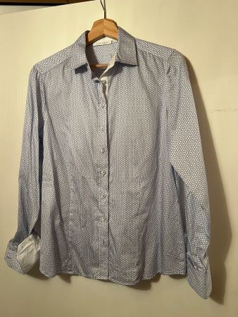 Eterna Damen Bluse weiss-blau gemustert, Gr. 38, neuwertig