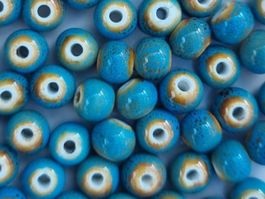 50 Stück Vintage Keramik Perlen blau 8mm  Schmuck DIY🩵