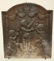 Plaque en fonte pour cheminée de salon  Les trois amours