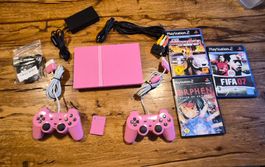 Pinke Playstation 2 Konsole mit 2 Controller + 3 Spiele