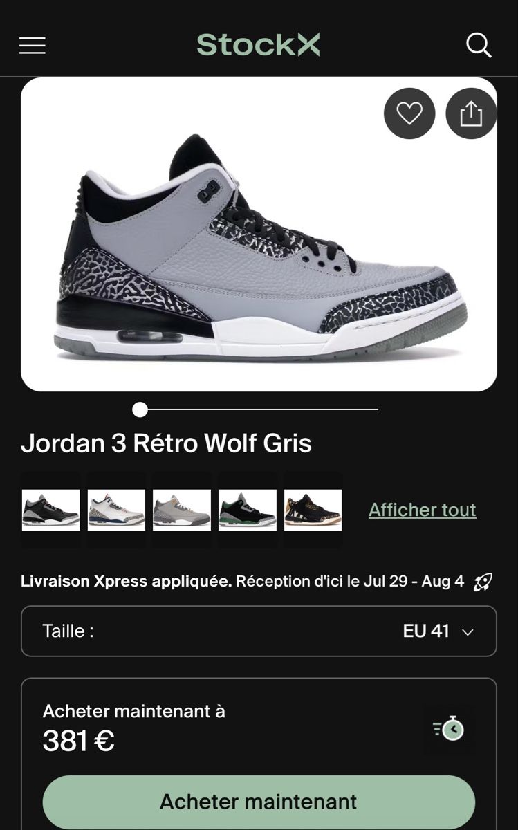 Jordan Chaussures hommes: JORDAN 3 WOLF GREY // EU 41 – D'occasion à Rheinfelden par maxoo_94
