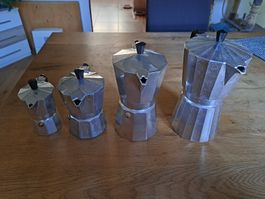 Moka Express Kaffeekocher, 4 verschiedene Grössen, Aluminium