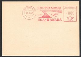 Lufthansa Firmenfreistempel Köln 15 29.1.1957