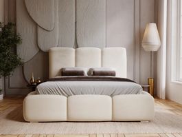 Polsterbett 180-200cm mit Velour in Beige