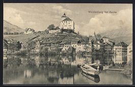 AK Werdenberg, Ortspartie mit Burg, 1910
