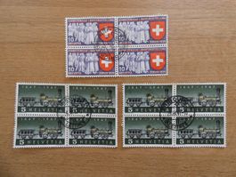 3 schöne 4er Blöcke 1939 und 1947, gelaufen