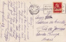 1928: s/w Karte "BASEL Johanniterbrücke" nach Rio de Janeiro