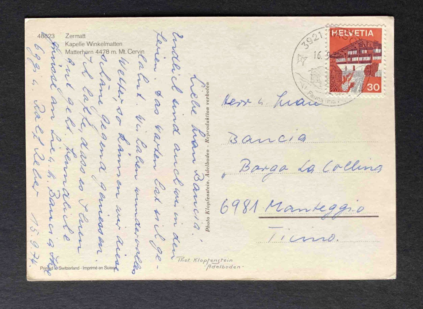 Cartoline postali: AK Zermatt Kapelle Wikelmatten – Usato da Goldau venduto da artelier1 1
