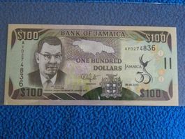 $100 Jamaika Banknote, 2012, UNC, Jubiläumsausgabe, Top!