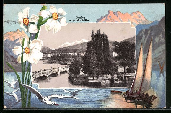 Cartoline postali: AK Geneve, et le Mont Blanc, 1910 – Usato da Berlin venduto da bartko-reher
