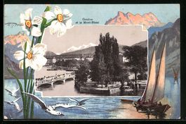 AK Geneve, et le Mont Blanc, 1910