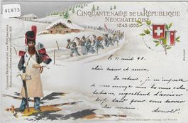 Cinquantenaire de la Republique Neuchateloise 1898 - Litho