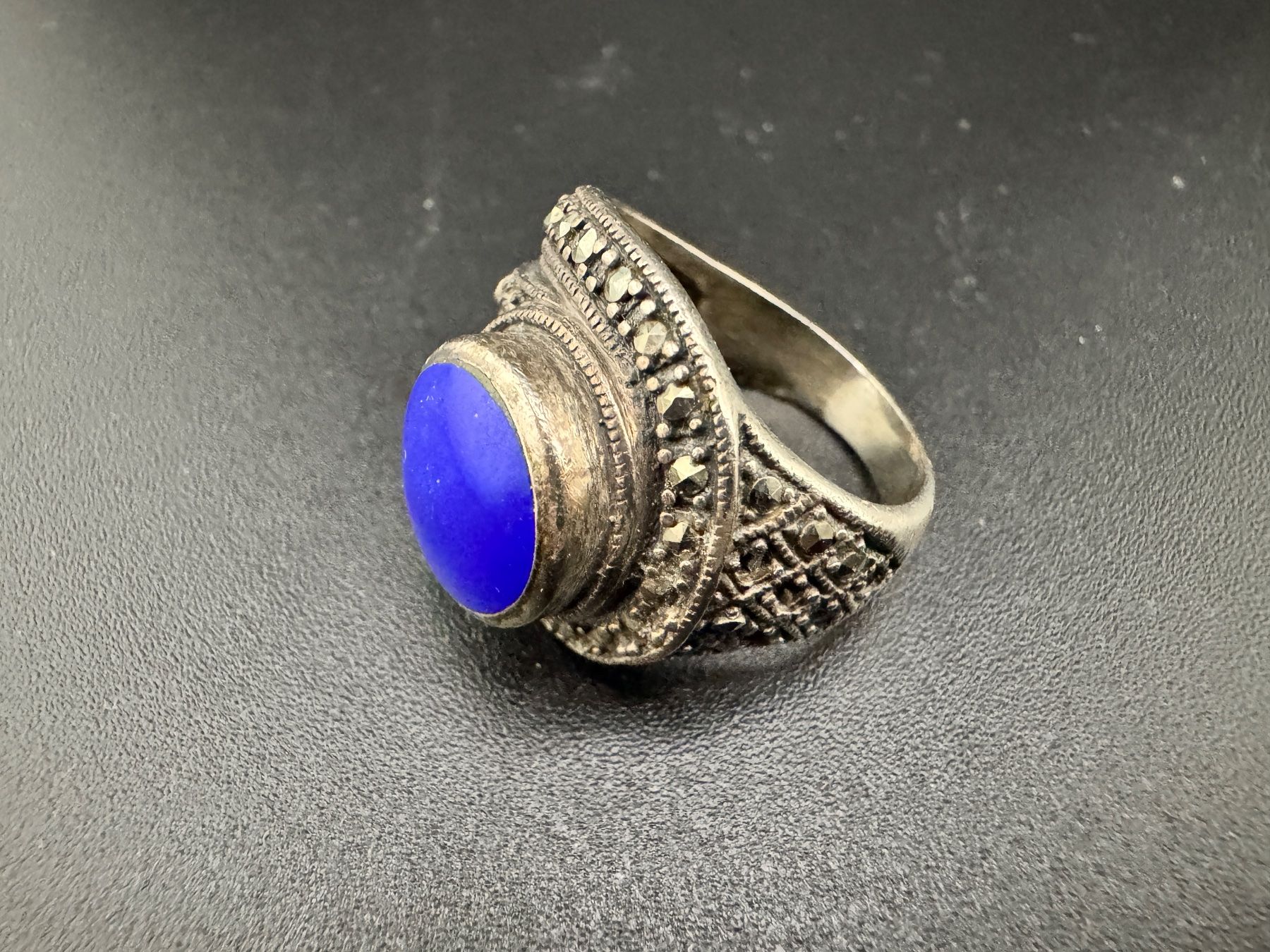Anelli: Silberring 925 mit Lapislazuli und Markasiten Gr. 53 – Usato da Egg b. Zürich venduto da chantilly-lace 3
