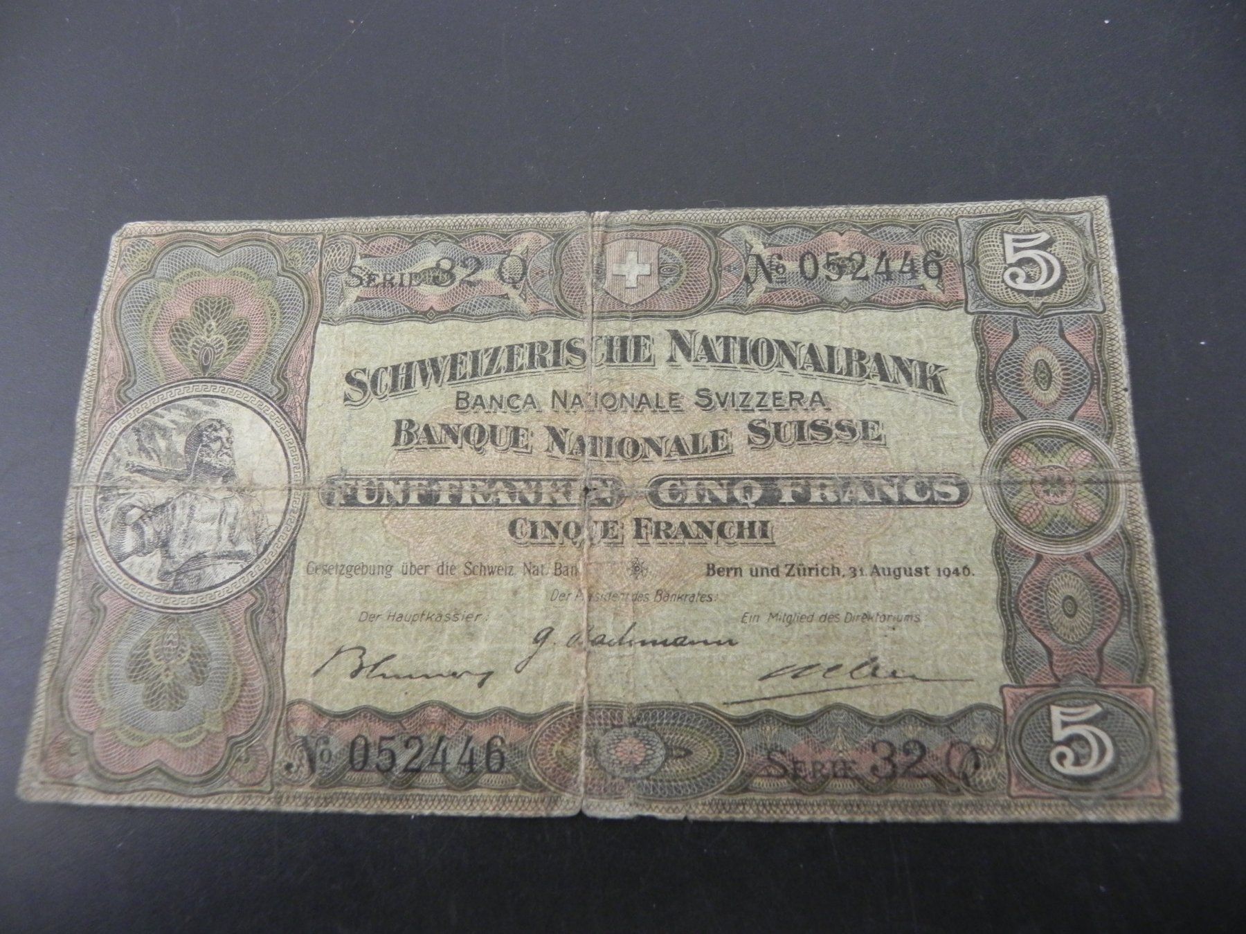 Billets de banque: Banknote Schweiz 5 Franken 1946 – D'occasion à Biel/Bienne par Gogolozi