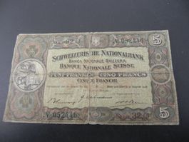 Banknote Schweiz 5 Franken 1946
