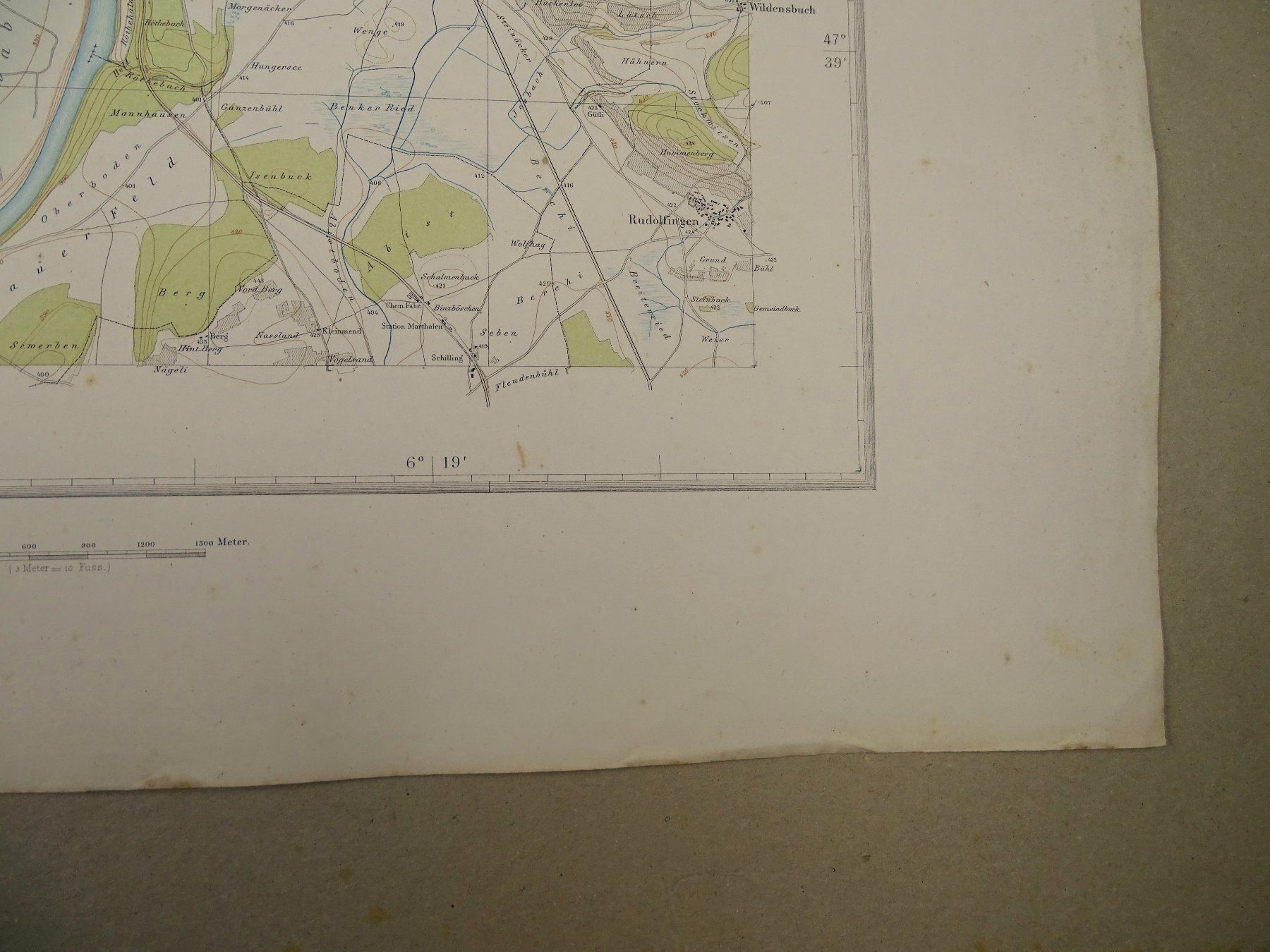 Cartine & Atlanti: RHEINAU, BENKEN, DACHSEN,  1865 – Usato da Grüningen venduto da Kartensammler 5