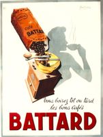 CAFES BATTARD LADY TASTE 1950 - Affiche Belge originale