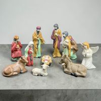 Crèche de Noël vintage en porcelaine, 10 pièces