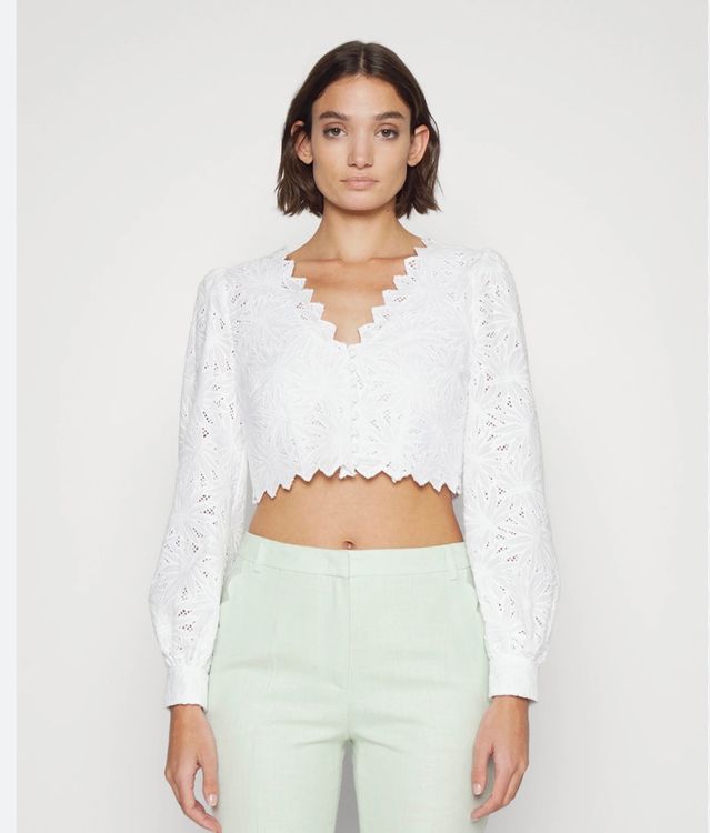 Crop Top Spitze Weiss