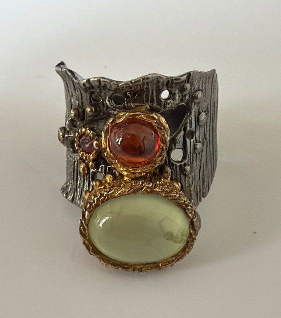 Ringe: kunstvoller Statement-Ring Silber 925 mit Steinen - Unikat – Gebraucht aus Ruggell von Zuza888 1