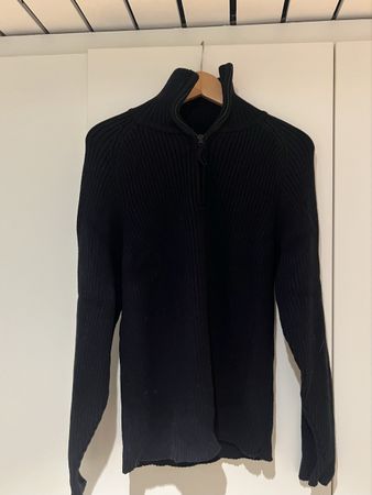 Men‘s Fashion Herren Pullover mit Zip Schwarz Hrösse 44/46