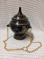 Räucherschwenkgefäss/ Räucherkugel aus Metall schwarz/gold