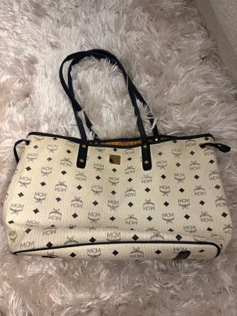 MCM Shopper Tasche Visetos weiss gebraucht Zustand