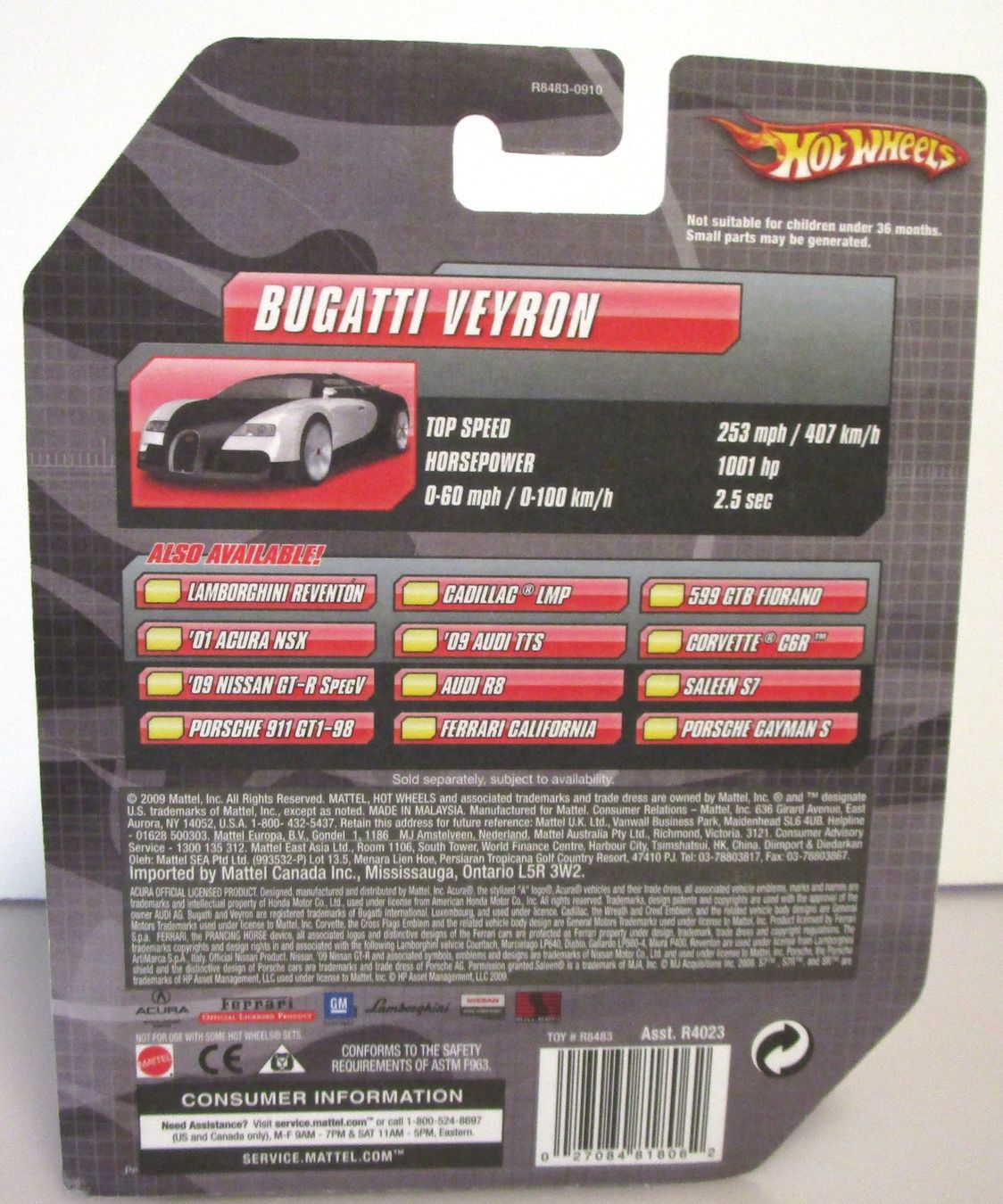 Hot Wheels Modellini d'auto: HOT WHEELS SPEED MACHINES BUGATTI VEYRON - R8483 – Nuovo e nell'imballaggio originale da Chêne-Bourg venduto da breno56 3