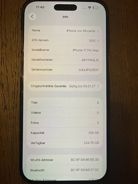 Portables: Iphone 17Pro Max – D'occasion à Glattpark(Opfikon) par ric_y5yd 2