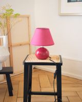 kleine Tischlampe in pink mit rosa Schirm | gut erhalten