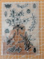 Silikonstempel Nr.492, Blätter, Blumen, Käfer