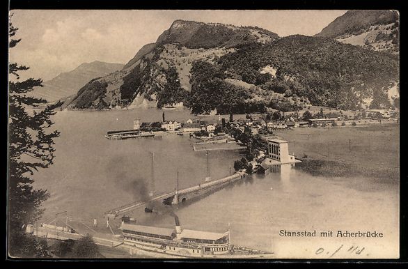 Cartoline postali: AK Stansstad, Blick auf die Acherbrücke – Usato da Berlin venduto da bartko-reher