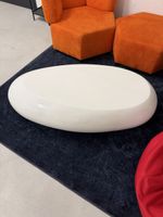 Moderner Design-Couchtisch (Oval, Weiss-Glanz) – Stylischer 