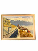 Original Oil Painting Landscape Village Mountains  signed