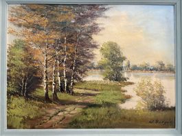 75.5 cmbreitx61cm hoch/Öl Gemälde Katzensee Landschaft