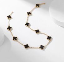 Collier Alhambra, noir, plaqué or