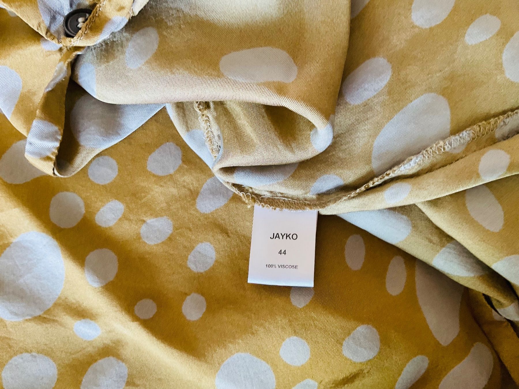 Jayko Tuniche: Superbe robe tunique JAYKO, drapé soyeux tons or pois argent – Usato da Genève venduto da Mazelyne 5