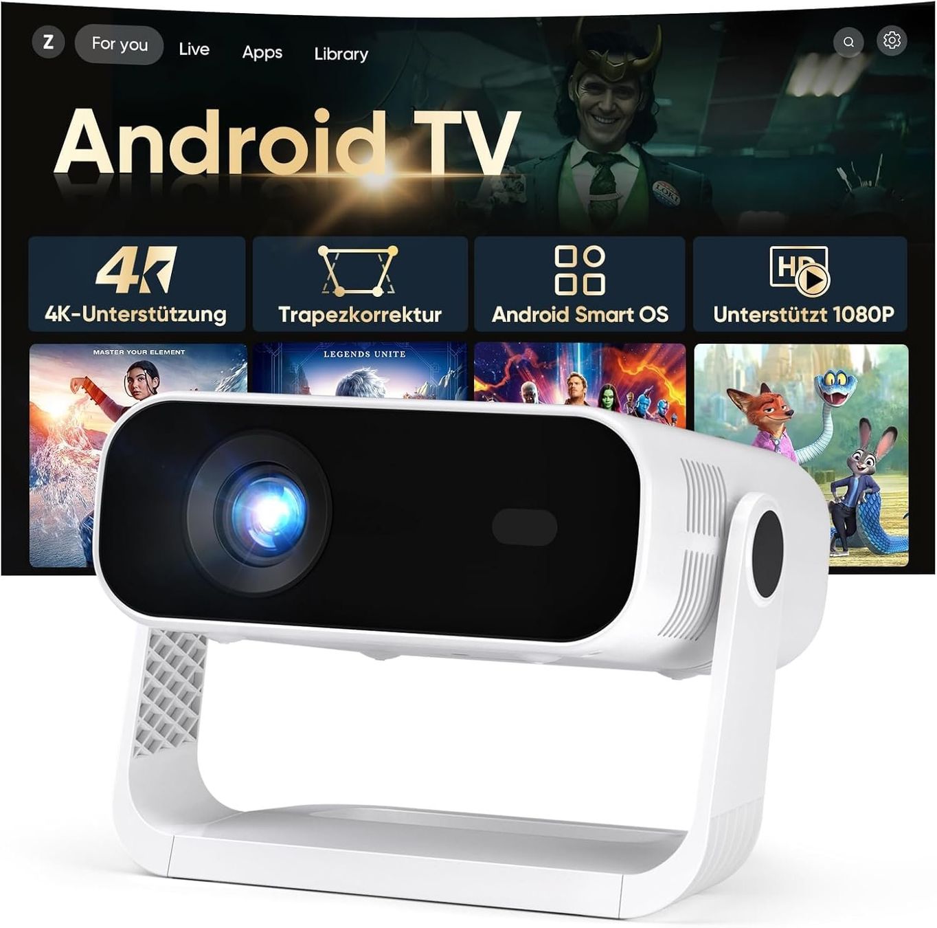 Vidéoprojecteurs: 2026 Neuer Smart Mini Beamer Integrierte APP, Android 14, Un – Neuf avec emballage d'origine à Hundwil par pak_7zvn