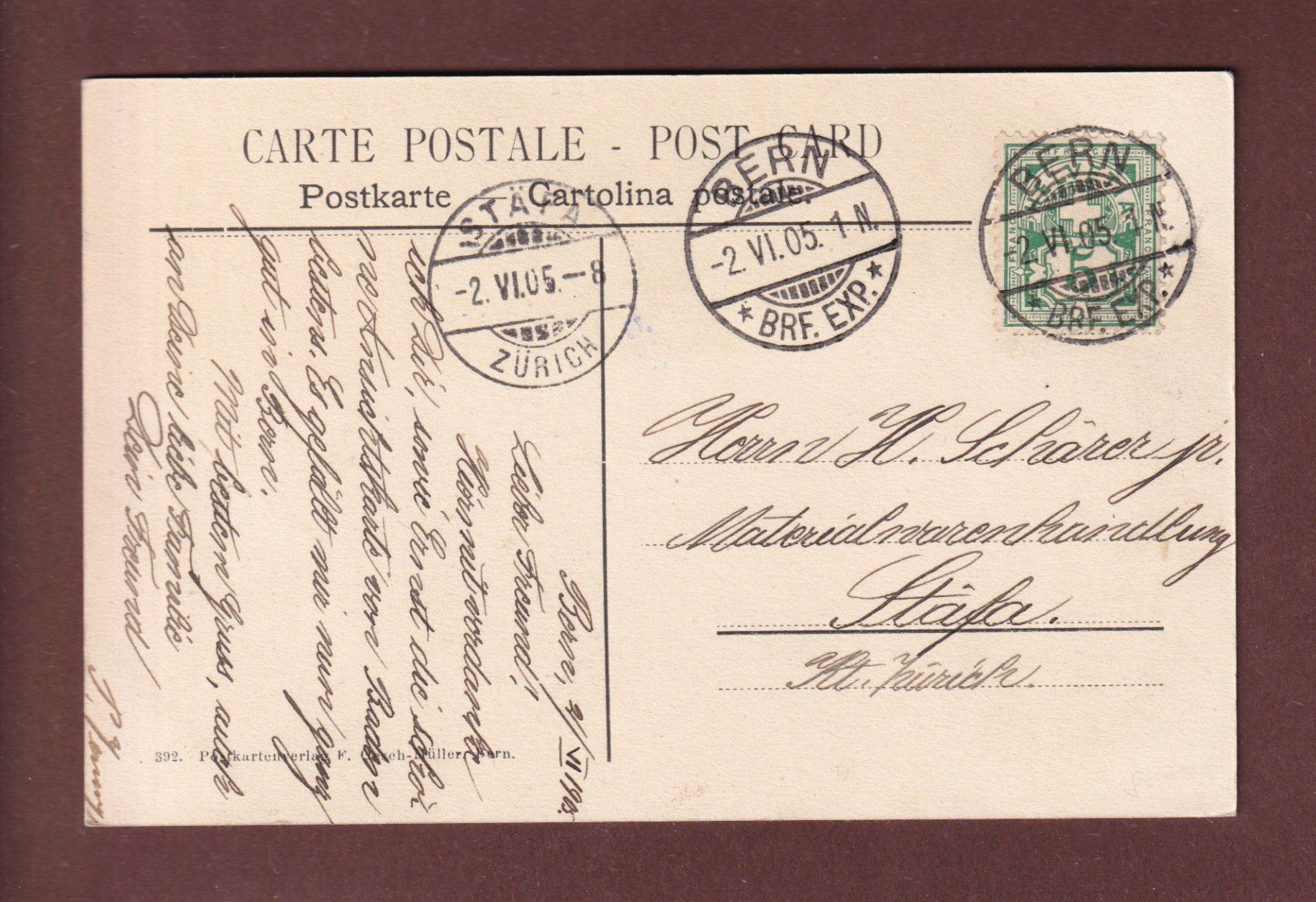 Ansichtskarten: BERN - Kornhauskeller - 1905 – Gebraucht aus Pully von nicecards-shop 1