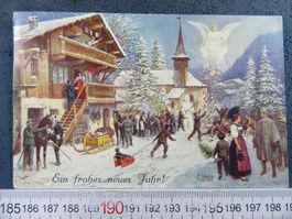 BERNER OBERLAND "NEUES JAHR" SCHNEE MILITÄR POST PTT 1915 AK