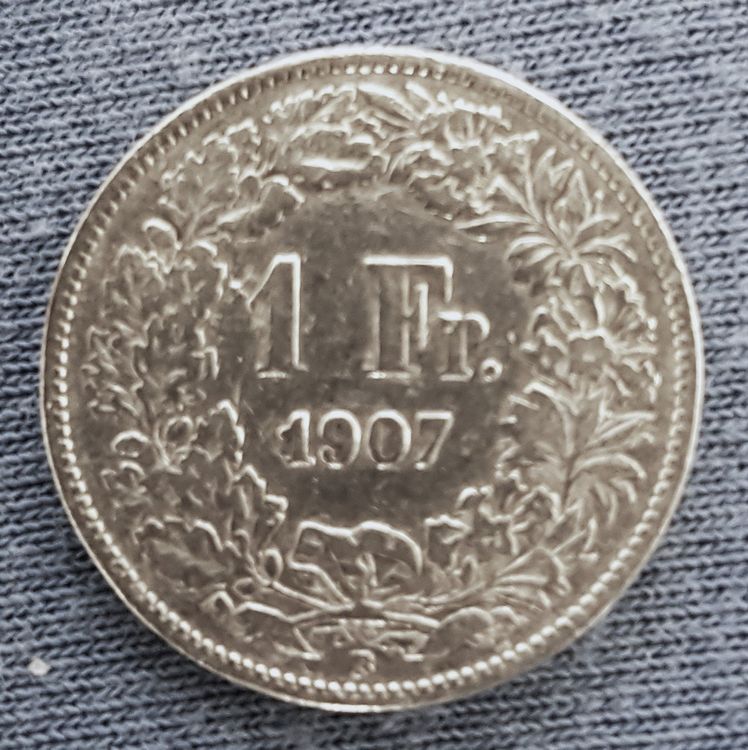 1 Franken 1907 Uralte Sehr Rare Silbermünze Ab Nur 1 Fr !!! | Kaufen ...