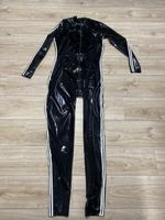 Latex Catsuit Schwarz mit Weissen Streifen Gr.XL NEU Anzug