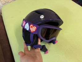 Giro Skihelm mit Skibrille violett Grösse XS/S 49-52 cm