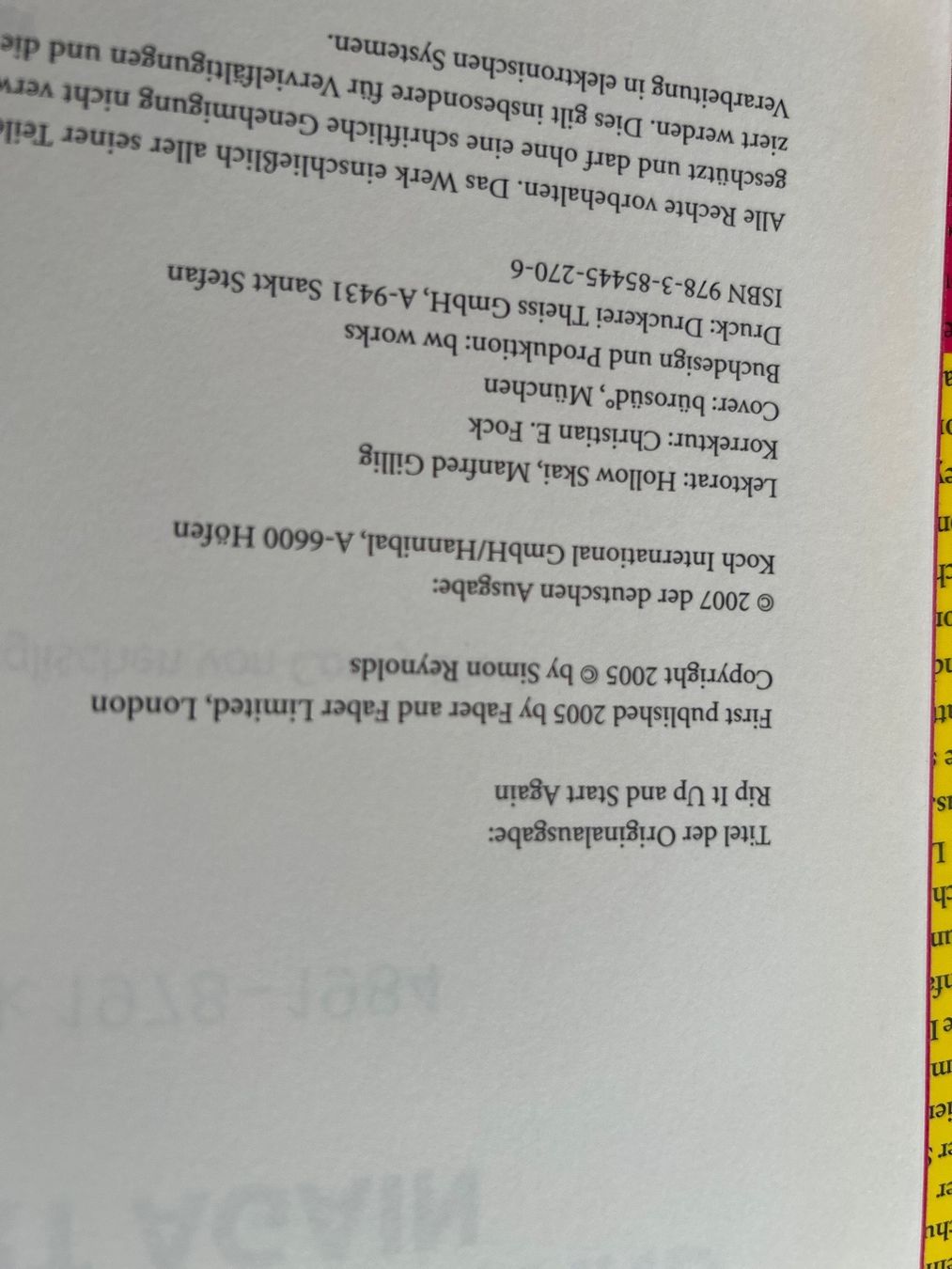 Bücher: Buch Rip it up and start again - Deutsch – Gebraucht aus Erlinsbach von Basi67 2