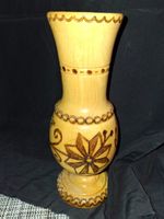 Alte Holzvase Vase Holz handgeschnitzt aus Spanien 1970